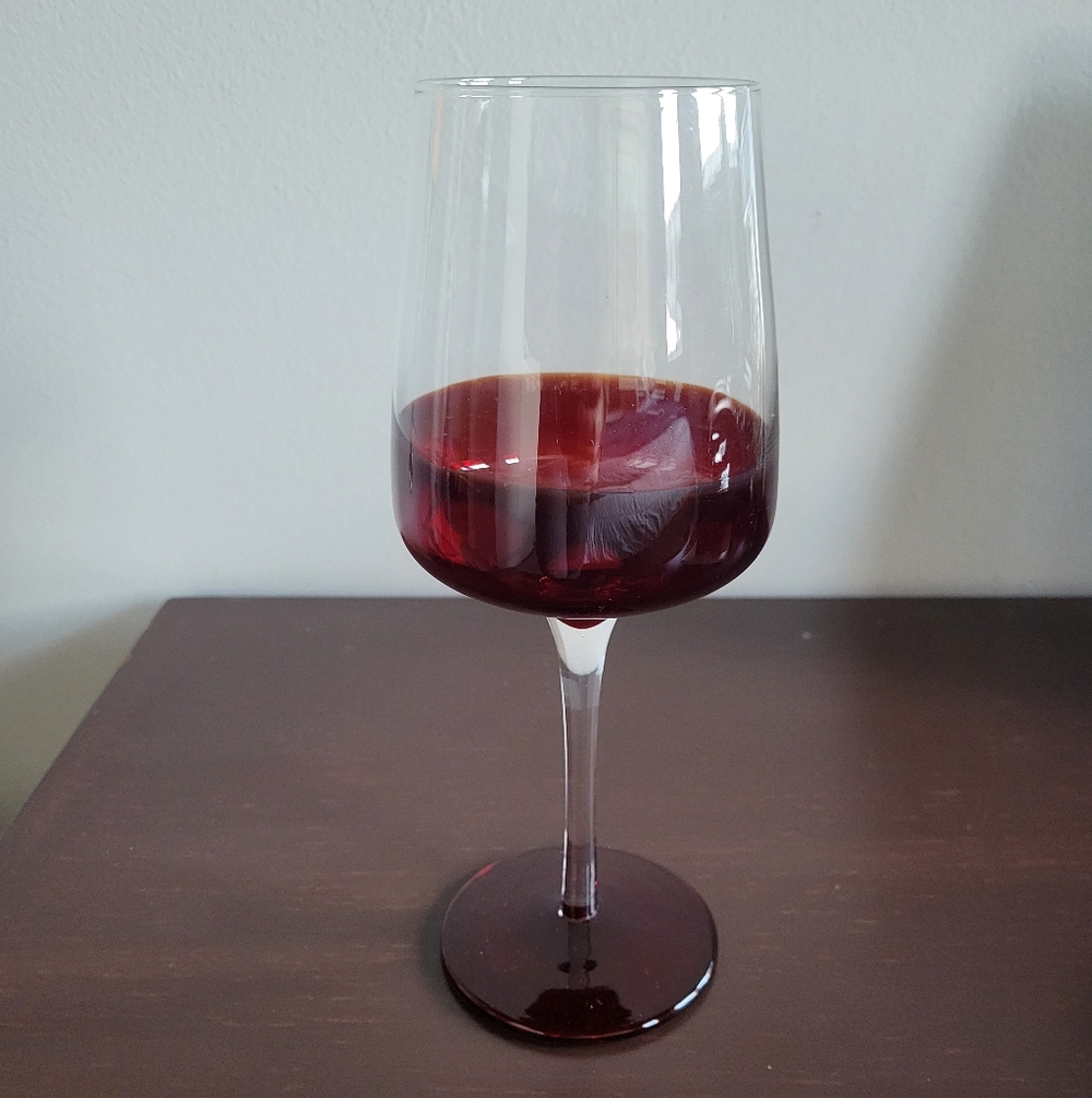 Pier 1 Elemental Red Burgundy Hand Blown Wine Glass 16 oz